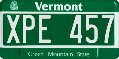 VT license plate XPE457
