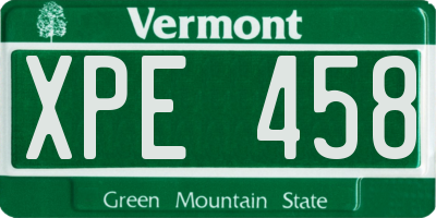 VT license plate XPE458