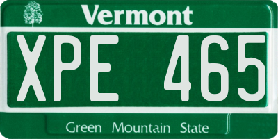 VT license plate XPE465