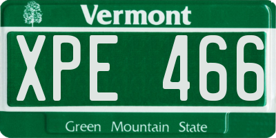 VT license plate XPE466