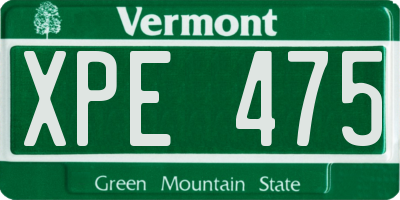 VT license plate XPE475
