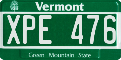 VT license plate XPE476