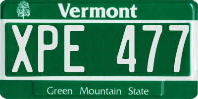 VT license plate XPE477