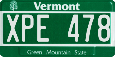 VT license plate XPE478