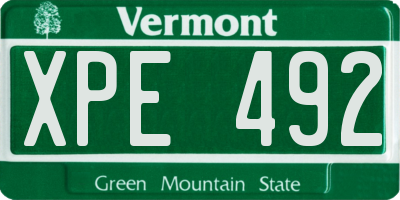 VT license plate XPE492