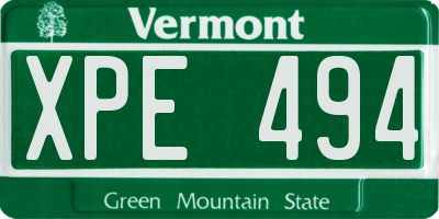 VT license plate XPE494