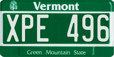 VT license plate XPE496