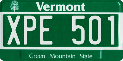 VT license plate XPE501