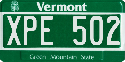 VT license plate XPE502