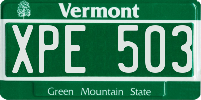 VT license plate XPE503