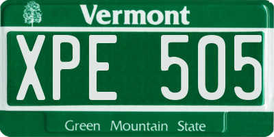 VT license plate XPE505