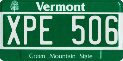 VT license plate XPE506
