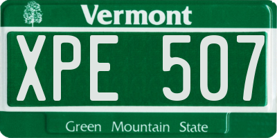 VT license plate XPE507