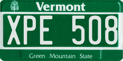 VT license plate XPE508
