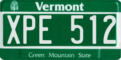 VT license plate XPE512
