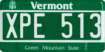 VT license plate XPE513