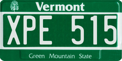 VT license plate XPE515