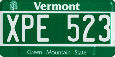 VT license plate XPE523