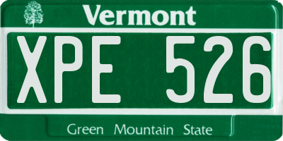 VT license plate XPE526