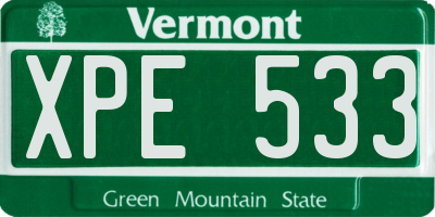 VT license plate XPE533
