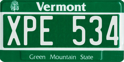 VT license plate XPE534