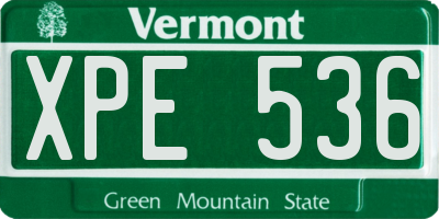 VT license plate XPE536