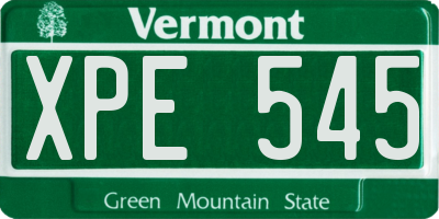 VT license plate XPE545