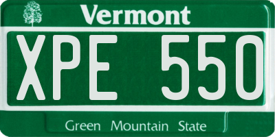 VT license plate XPE550