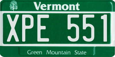 VT license plate XPE551