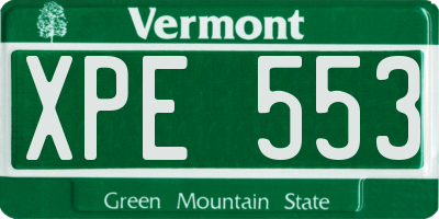VT license plate XPE553