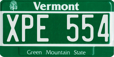 VT license plate XPE554