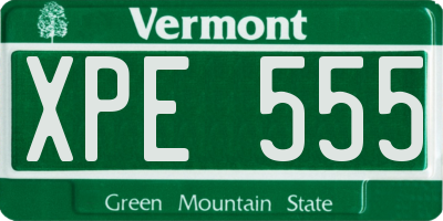 VT license plate XPE555