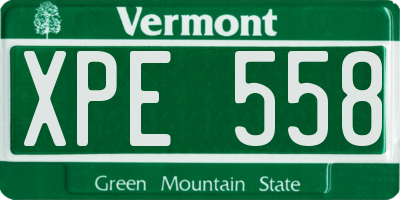 VT license plate XPE558