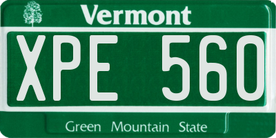 VT license plate XPE560