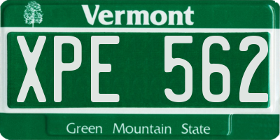 VT license plate XPE562