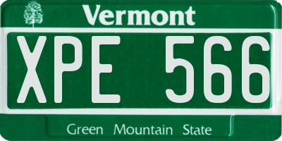 VT license plate XPE566