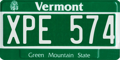 VT license plate XPE574