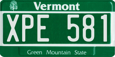 VT license plate XPE581
