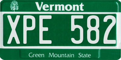 VT license plate XPE582
