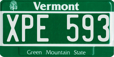 VT license plate XPE593