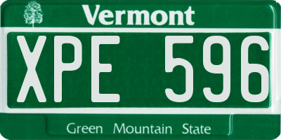 VT license plate XPE596