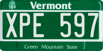 VT license plate XPE597