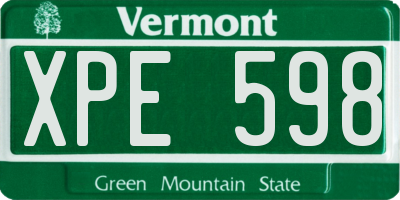 VT license plate XPE598