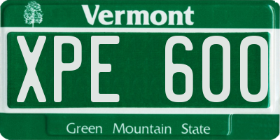 VT license plate XPE600