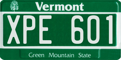 VT license plate XPE601