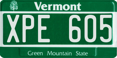 VT license plate XPE605