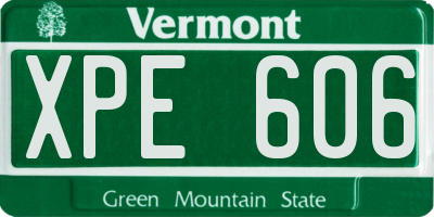 VT license plate XPE606