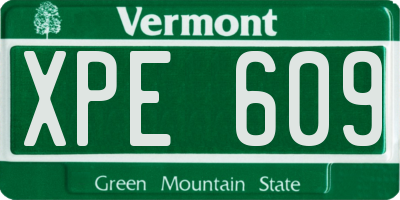 VT license plate XPE609