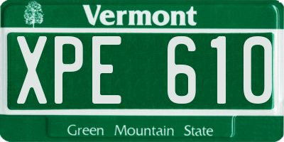 VT license plate XPE610