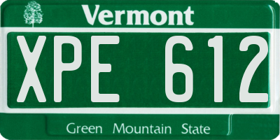 VT license plate XPE612
